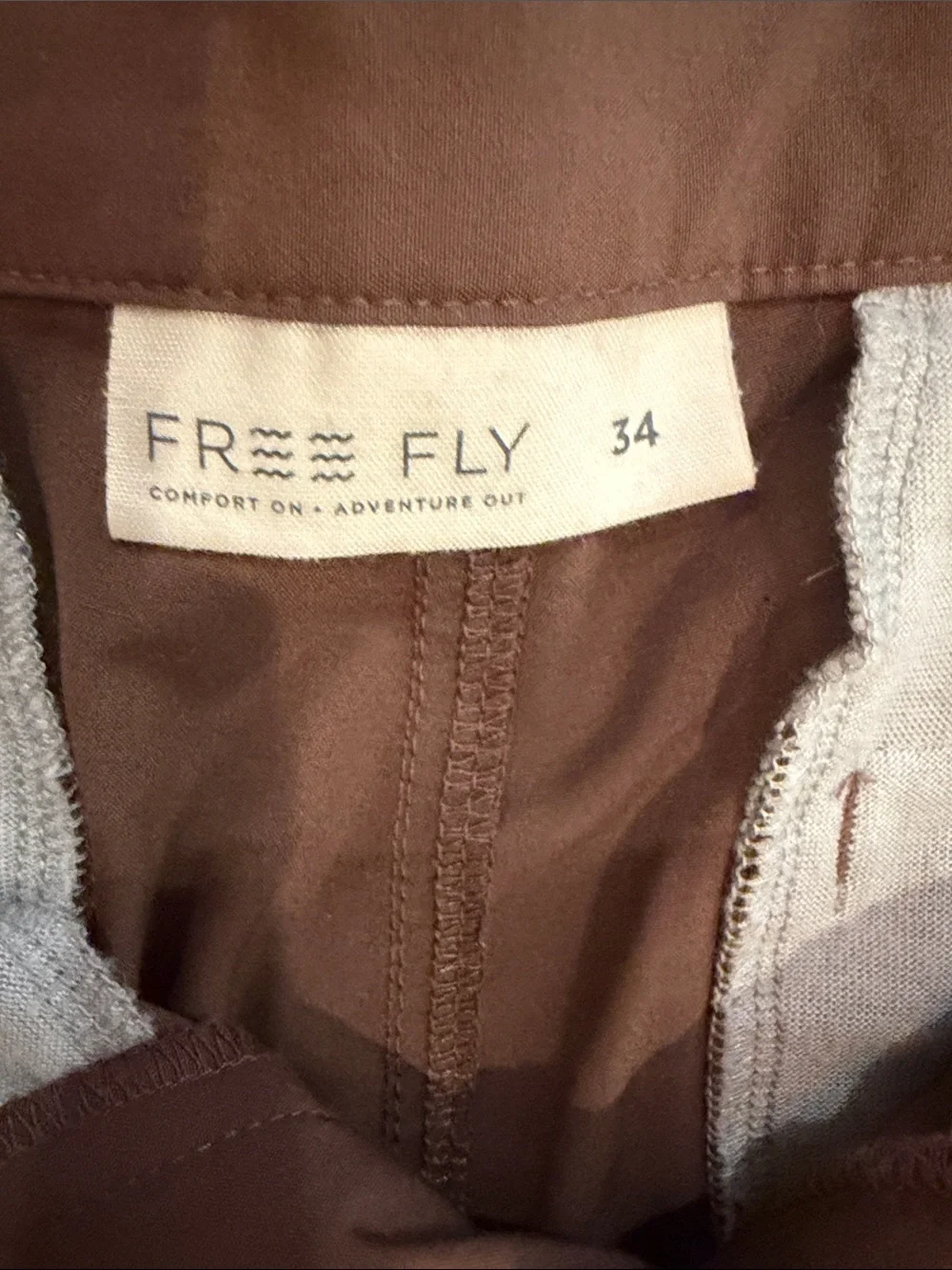 Free Fly Men's Flat Front Brown Stretch Shorts - Picture 2 of 4